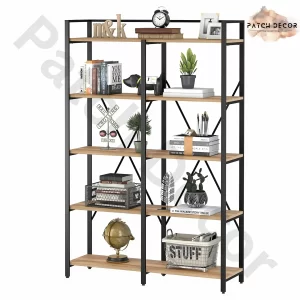 GEO Wood and Metal Industrial Bookcase