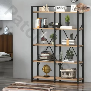 GEO Wood and Metal Industrial Bookcase