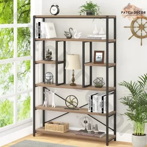 TRIO Wood and Metal Industrial Bookcase