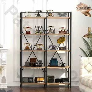 GEO Wood and Metal Industrial Bookcase