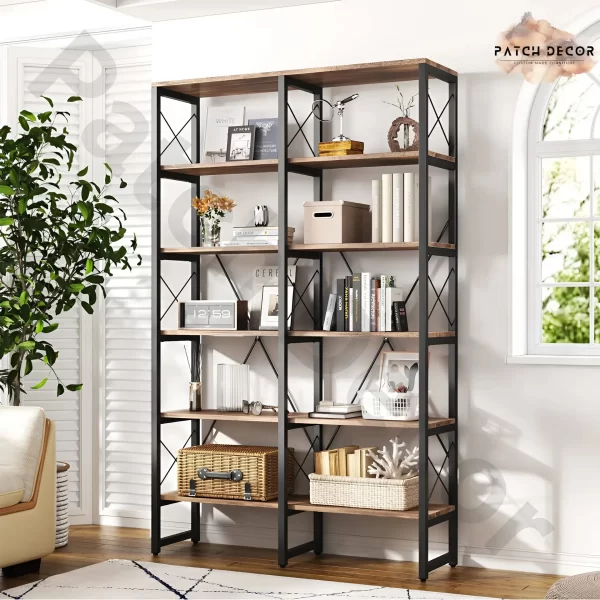 LEO Wood and Metal Industrial Bookcase