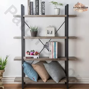 CLEO Wood and Metal Industrial Bookcase