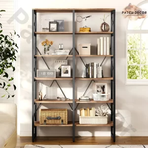 LEO Wood and Metal Industrial Bookcase