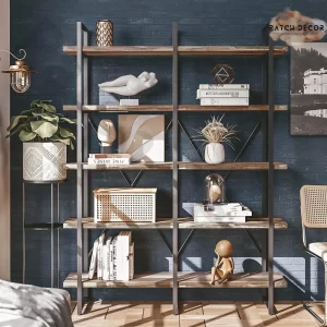 CLEO Wood and Metal Industrial Bookcase