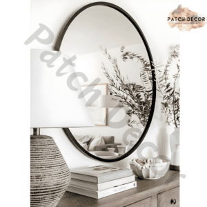 ROSEWOODA Round Wall Mirror - 80 cm Black Frame - Modern Decor for Living Room, Bedroom, Bathroom