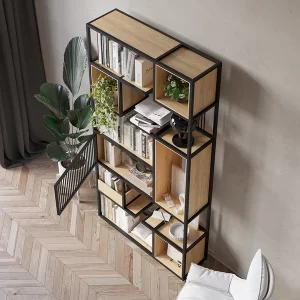 Élio Wood and Metal Industrial Bookcase