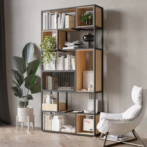 Élio Wood and Metal Industrial Bookcase