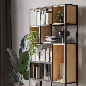 Élio Wood and Metal Industrial Bookcase