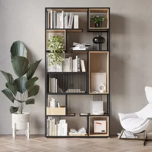 Élio Wood and Metal Industrial Bookcase