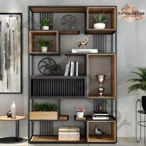 Élio Wood and Metal Industrial Bookcase