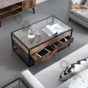 Clara Modern Glass and Wood Coffee Table